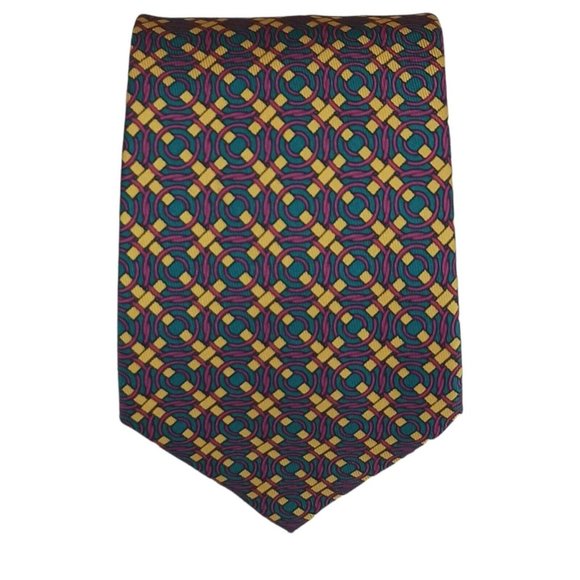 Hermes Other - HERMÈS 7319 EA Green Geometric Silk Tie FRANCE 58”/ 3.4" EC